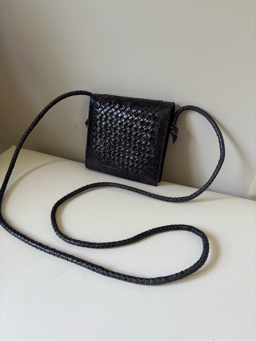 Black exotic skin crossbody bag